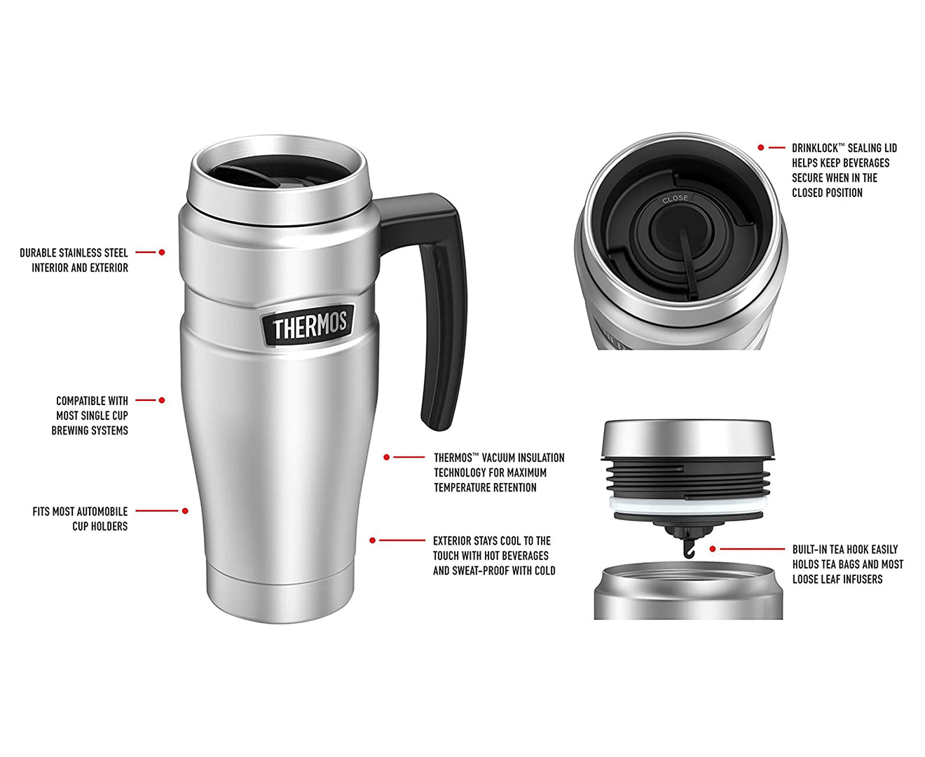 470Ml Stainless King Vacuum Insulated Travel Mug - Silver