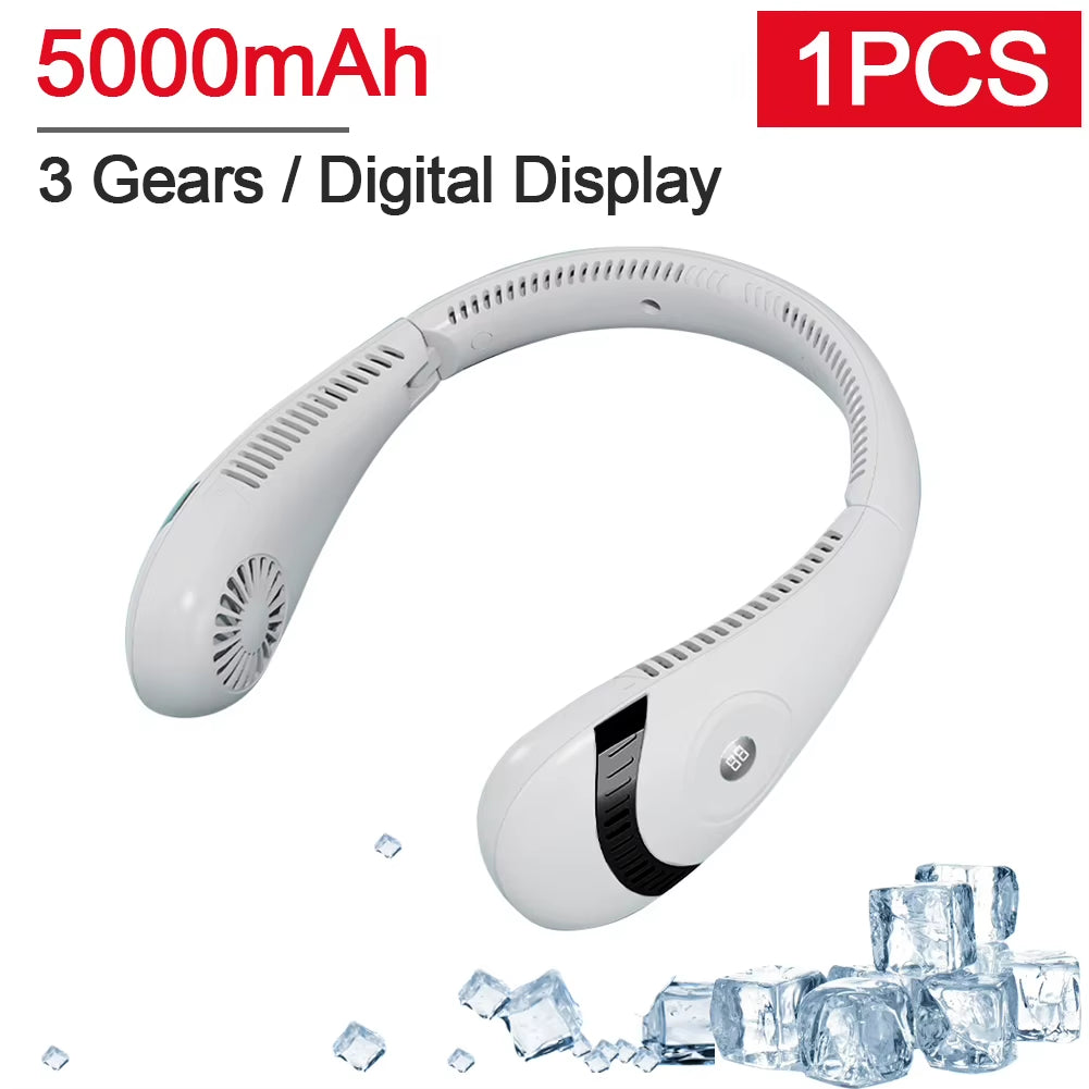 Portable Bladeless Hanging Neck Fan 360° Sports Fans USB Mute Mini Air Conditioning Cooler 3 Speed Neckband Fan Air Cooling Fans