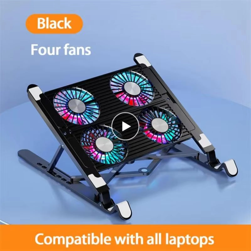 Laptop Desktop Stand Dual Cooling Fans Laptop Cooling Pad Foldable Support Rack Computer Components Laptop Table Folding Holder