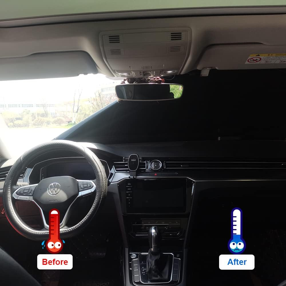 Car Windshield Sun Shade Foldable Front Window Sun for UV Rays & Sun Heat Protection Waterproof Exterior Car Accessories Windshield Cover for Ice and Snow(Wss001Silver)