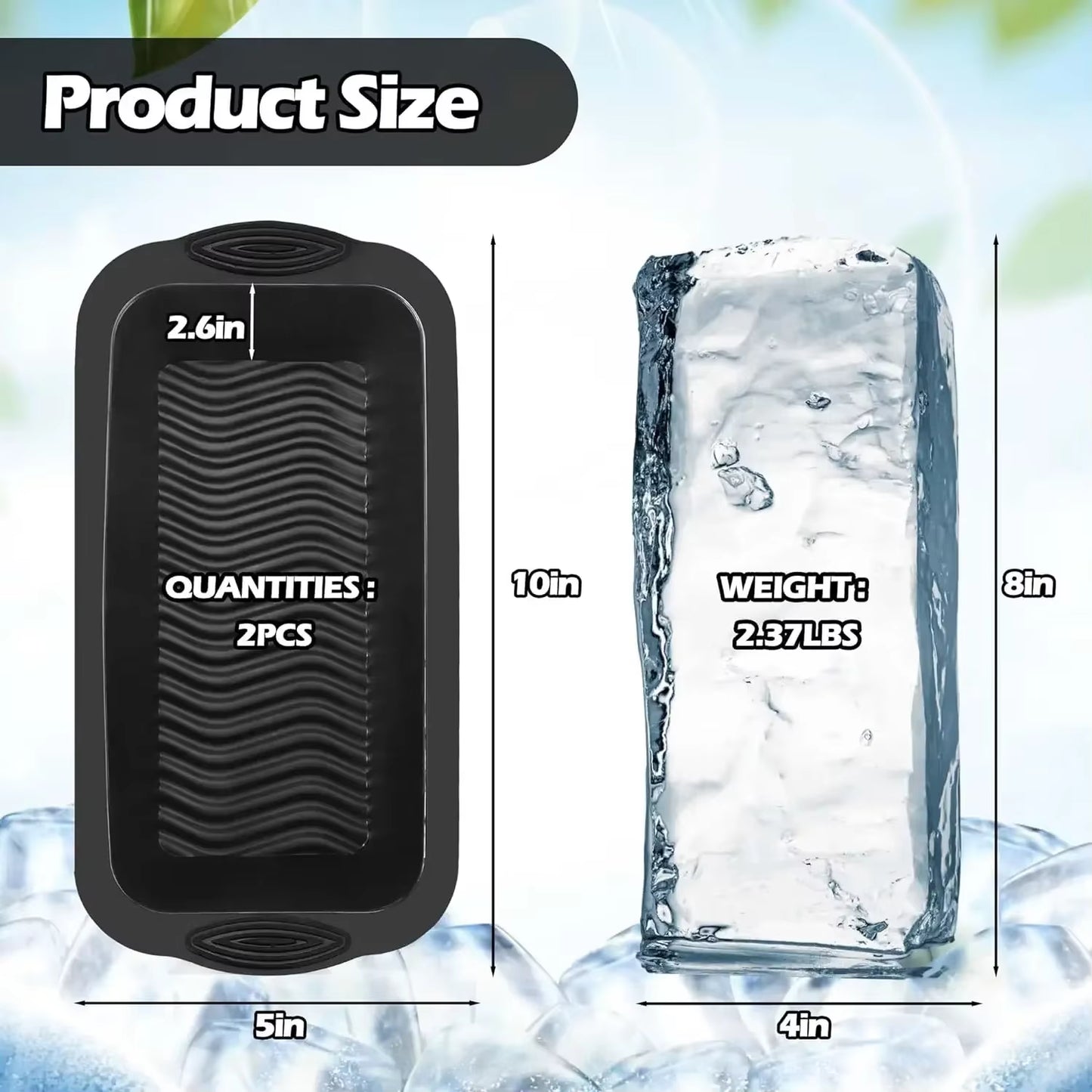 Oversized Silicone Ice Cube Mold - 1/3/5PCS Efficient Freezing for Ice Baths & Large Ice Blocks