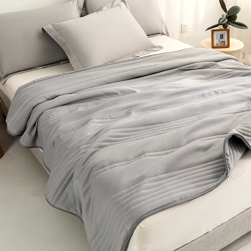 Fiber Summer Cooling Air Conditioning Blanket Skin Friendly Washed Quilt with Thickened Core Air Conditioner Cooled in Summer