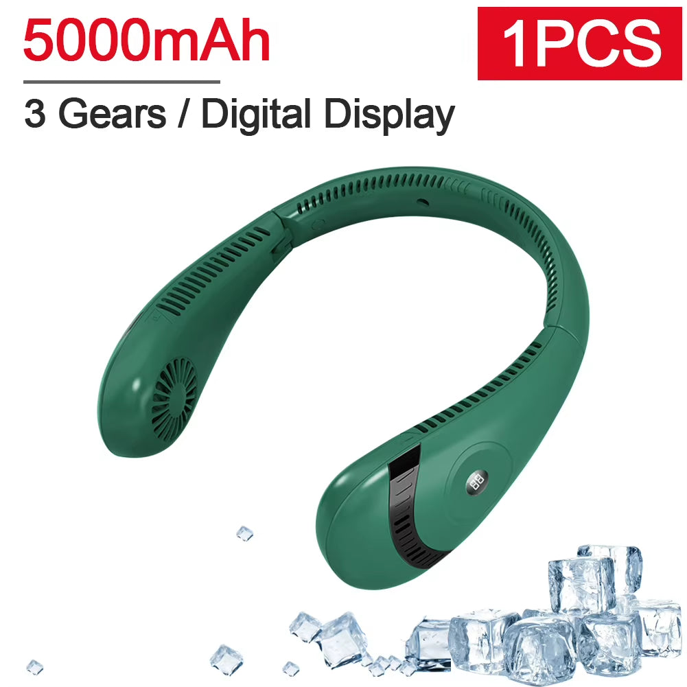 Portable Bladeless Hanging Neck Fan 360° Sports Fans USB Mute Mini Air Conditioning Cooler 3 Speed Neckband Fan Air Cooling Fans