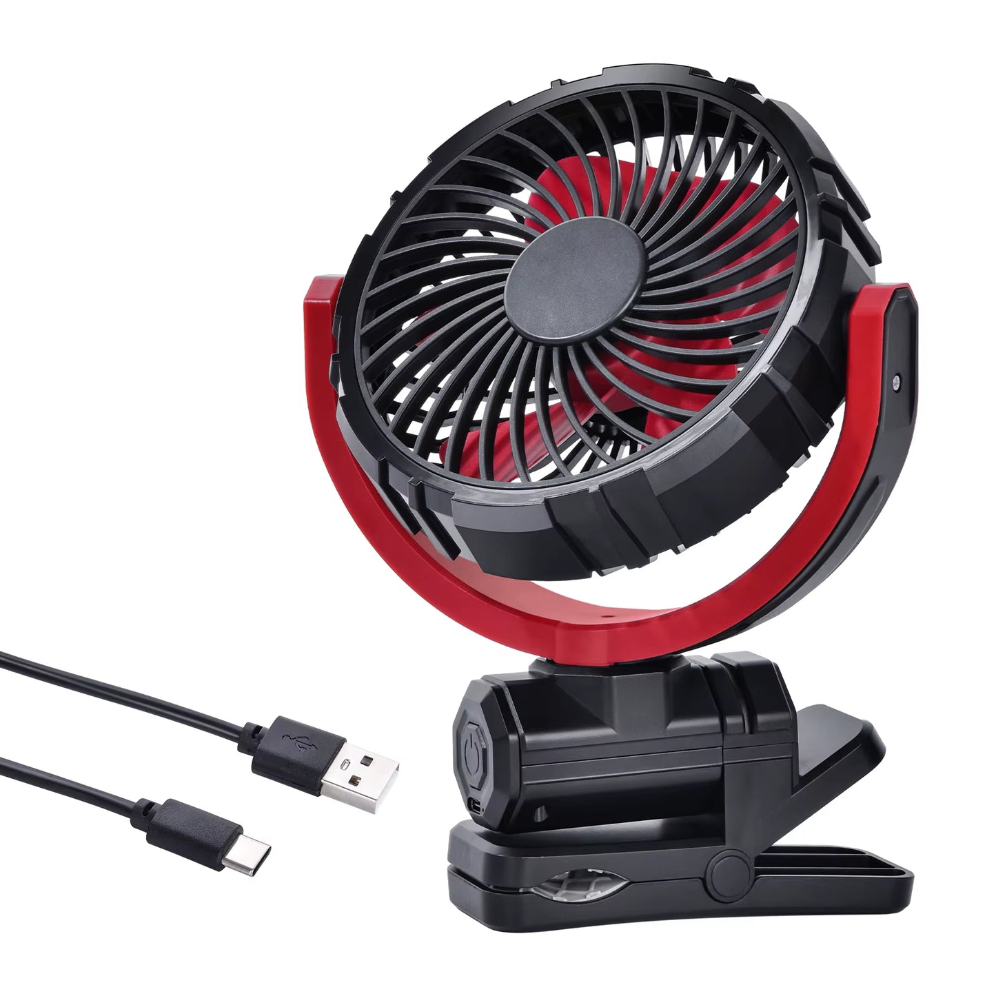Car Cooling Clamp Fan 2000Mah USB Rechargeable Fan Burshless Cooler 900° Rotatable Portable Cooling Tool Car Electronic
