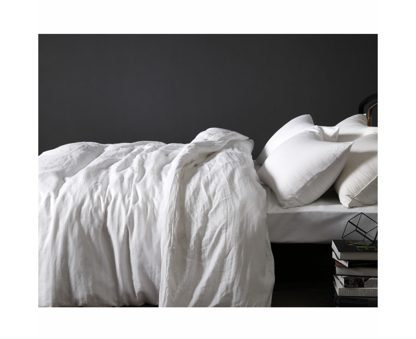 White French Linen Quilt Cover Set - White