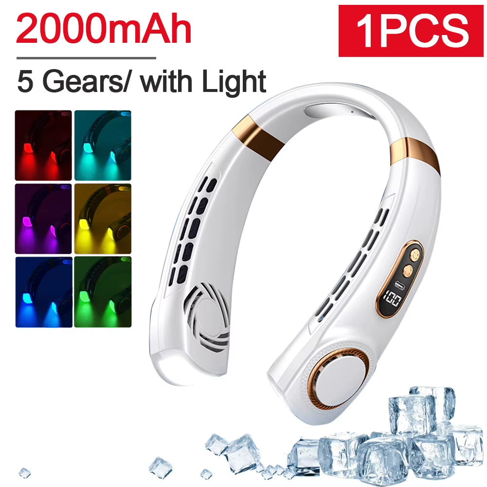 Portable Bladeless Hanging Neck Fan 360° Sports Fans USB Mute Mini Air Conditioning Cooler 3 Speed Neckband Fan Air Cooling Fans