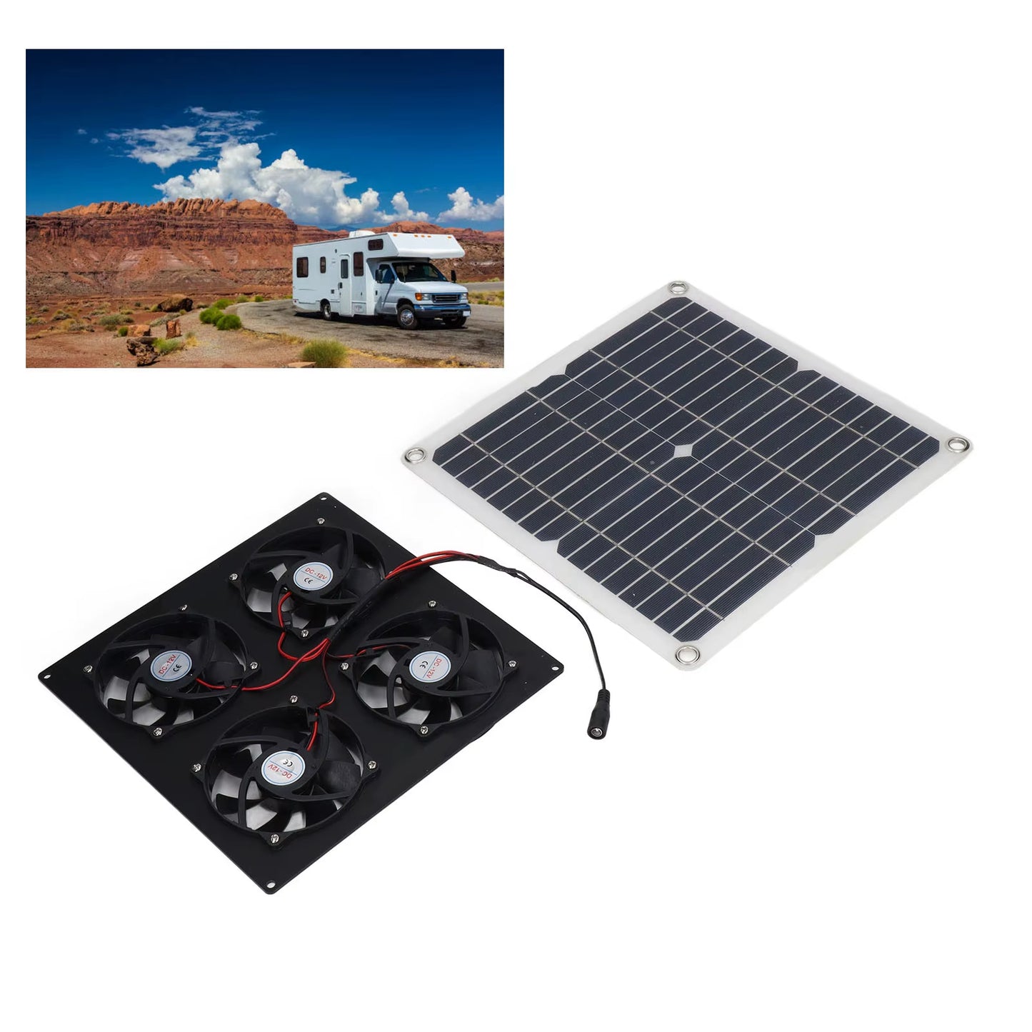 Solar Panel Powered Fan 100W 20V Compact Portable Environmental Friendly Easy Installation Ventilator Green Energy for RV