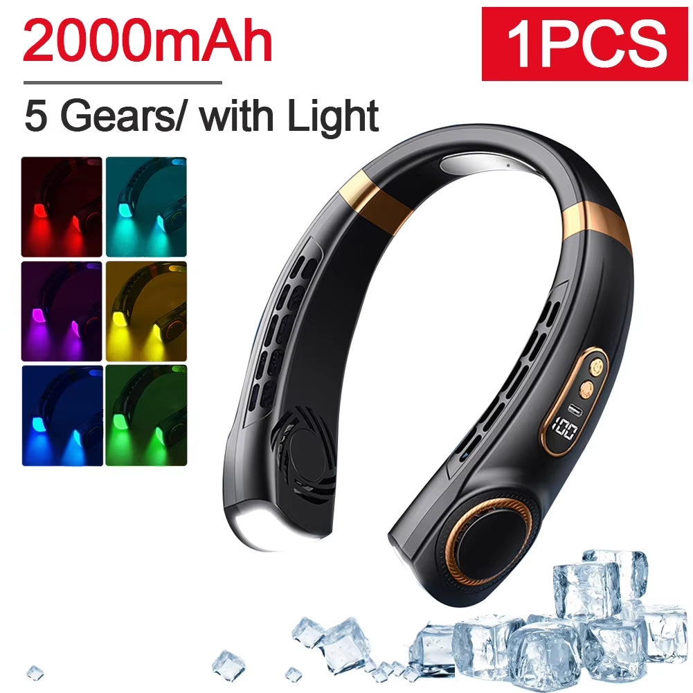 Portable Bladeless Hanging Neck Fan 360° Sports Fans USB Mute Mini Air Conditioning Cooler 3 Speed Neckband Fan Air Cooling Fans