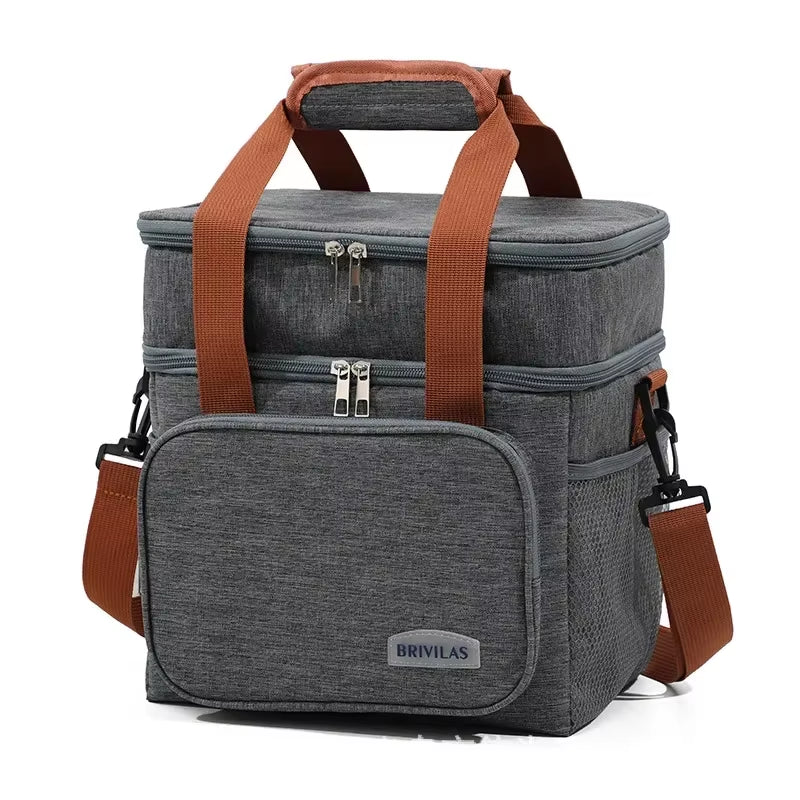 Portable Thermal Lunch Bag Picnic Food Cooler Bags Insulated Case Durable Waterproof Office Lunchbag Shoulder Strap Cooling Box