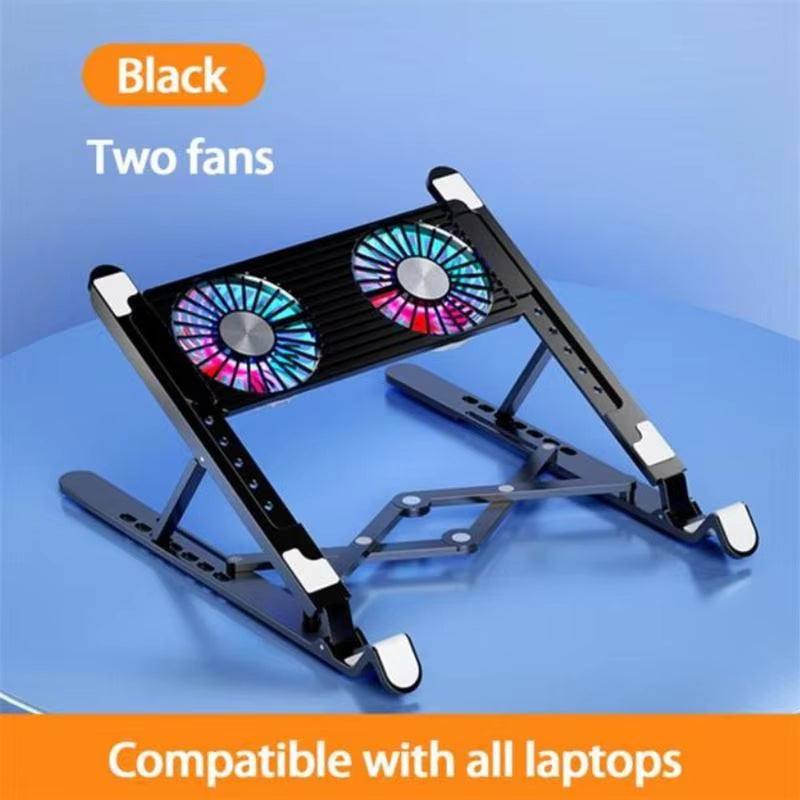 Laptop Desktop Stand Dual Cooling Fans Laptop Cooling Pad Foldable Support Rack Computer Components Laptop Table Folding Holder