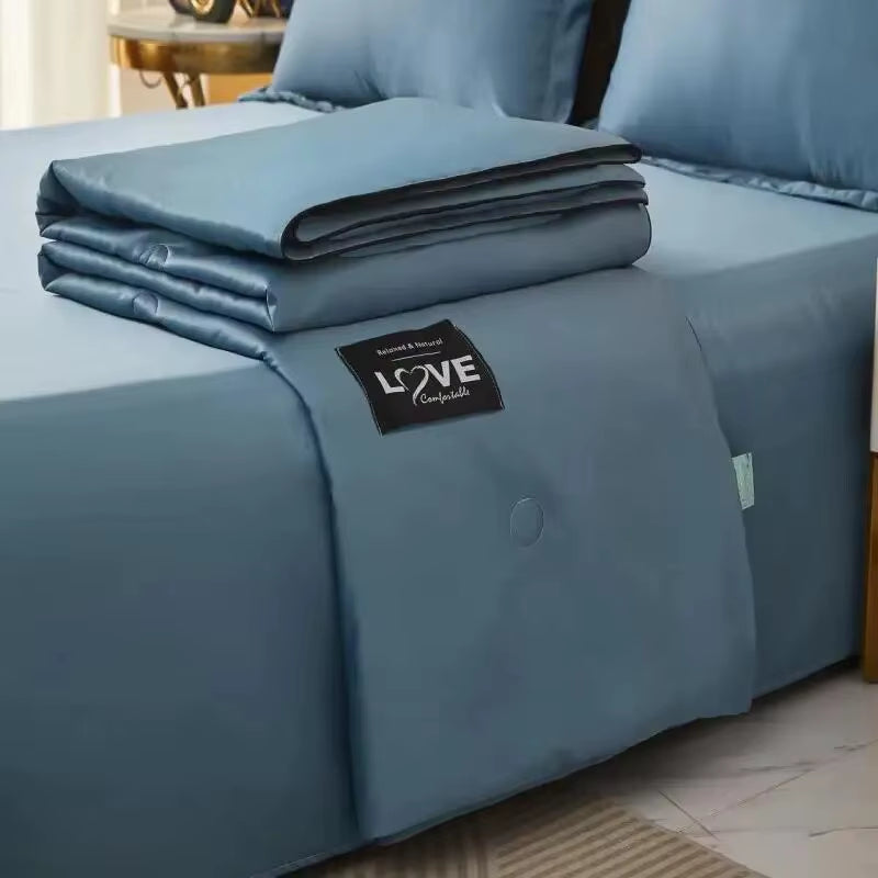 Fiber Summer Cooling Air Conditioning Blanket Skin Friendly Washed Quilt with Thickened Core Air Conditioner Cooled in Summer