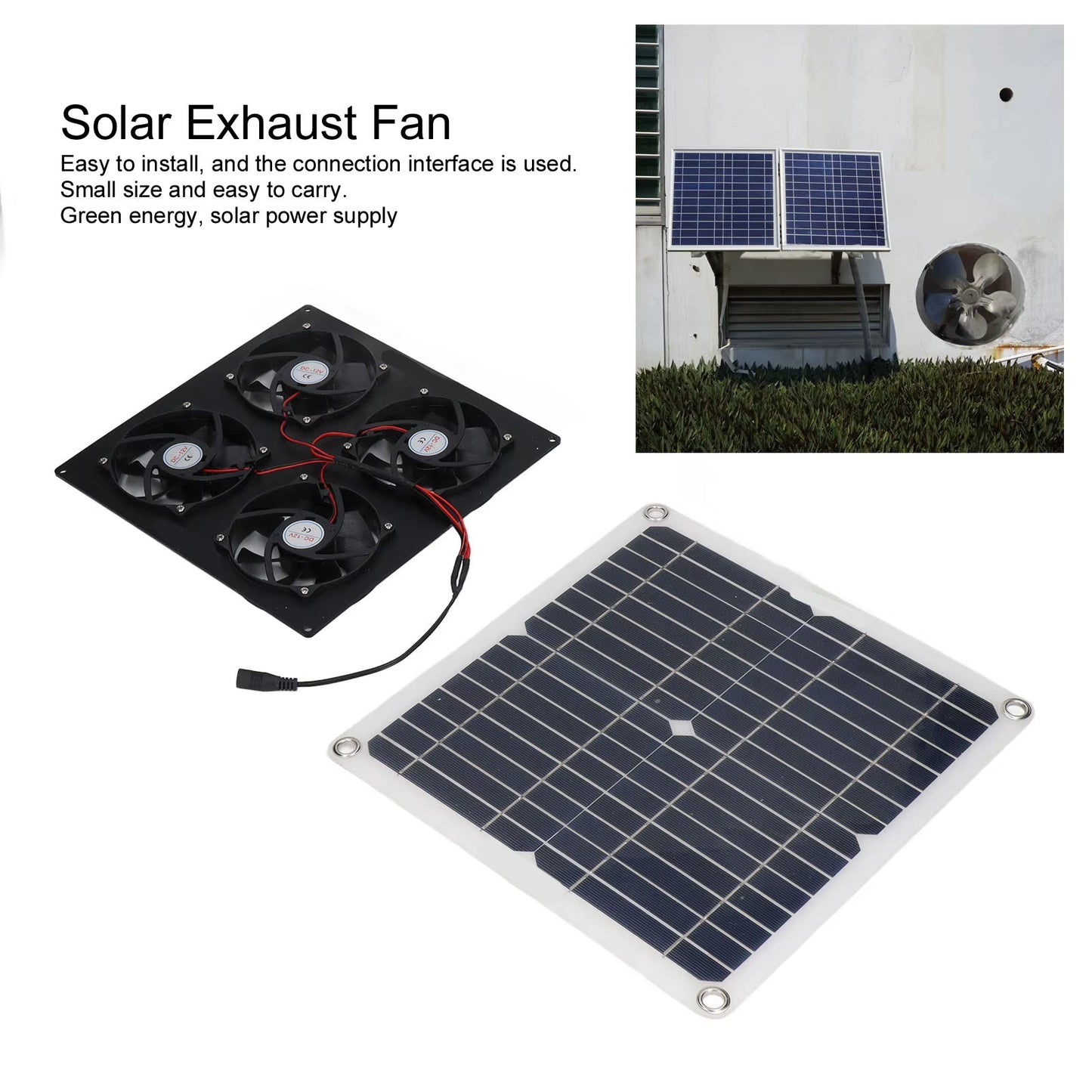 Solar Panel Powered Fan 100W 20V Compact Portable Environmental Friendly Easy Installation Ventilator Green Energy for RV