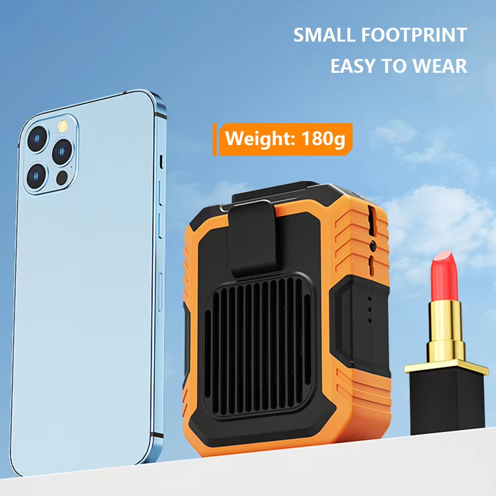 Wearable Personal Fan Portable Mini Waist Fan 4000Mah 3 Speed USB Rechargeable Waist Clip Fan Emergency Mobile Power for Outdoor