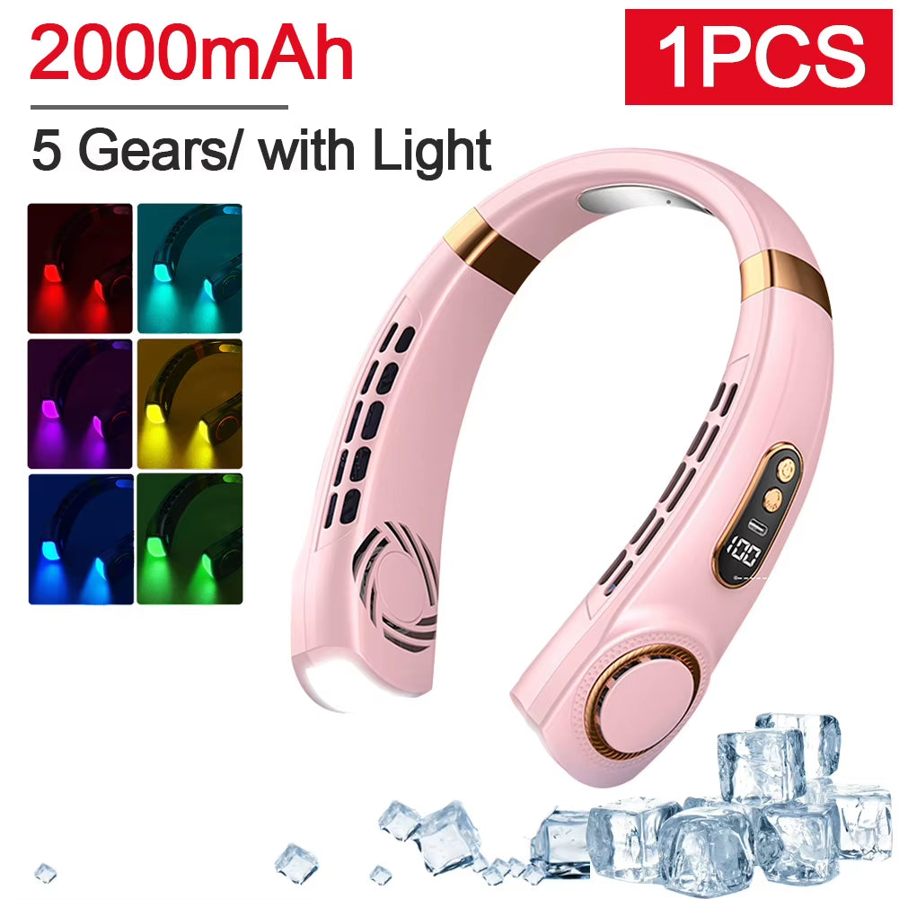 Portable Bladeless Hanging Neck Fan 360° Sports Fans USB Mute Mini Air Conditioning Cooler 3 Speed Neckband Fan Air Cooling Fans