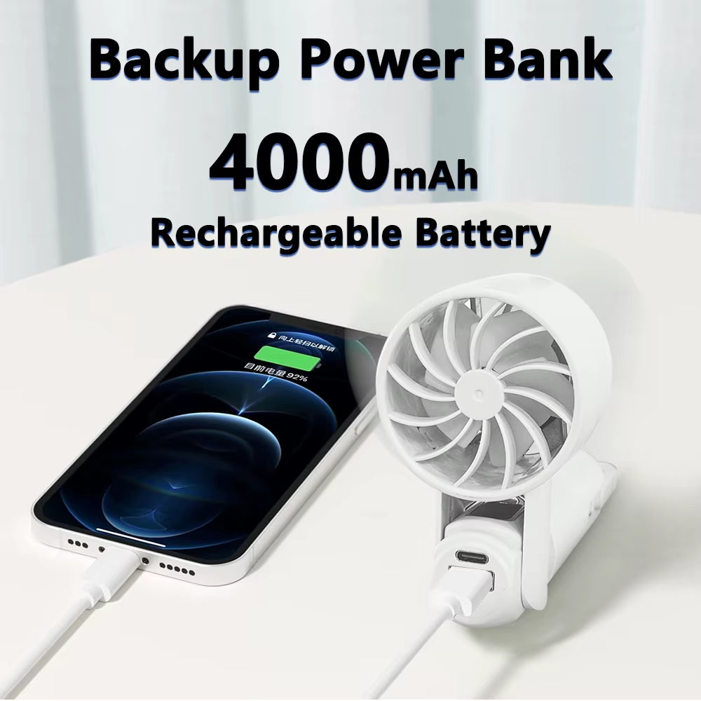 Portable Handheld Turbo Fan Folding Mini Portable Hand Fan USB Rechargeable 4000Mah Battery Electric Cooling Fan Mini Fan Cooler