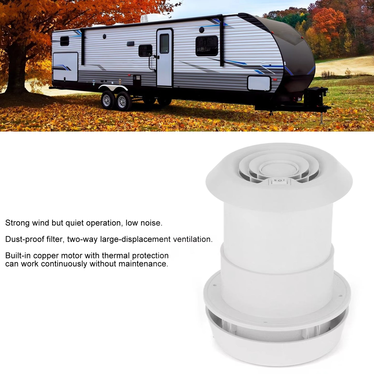 12V Roof Fan Ceiling Quiet Ventilation Cooling Grille for Campers Motorhome Travel Trailer Van Cooling Fan Parts