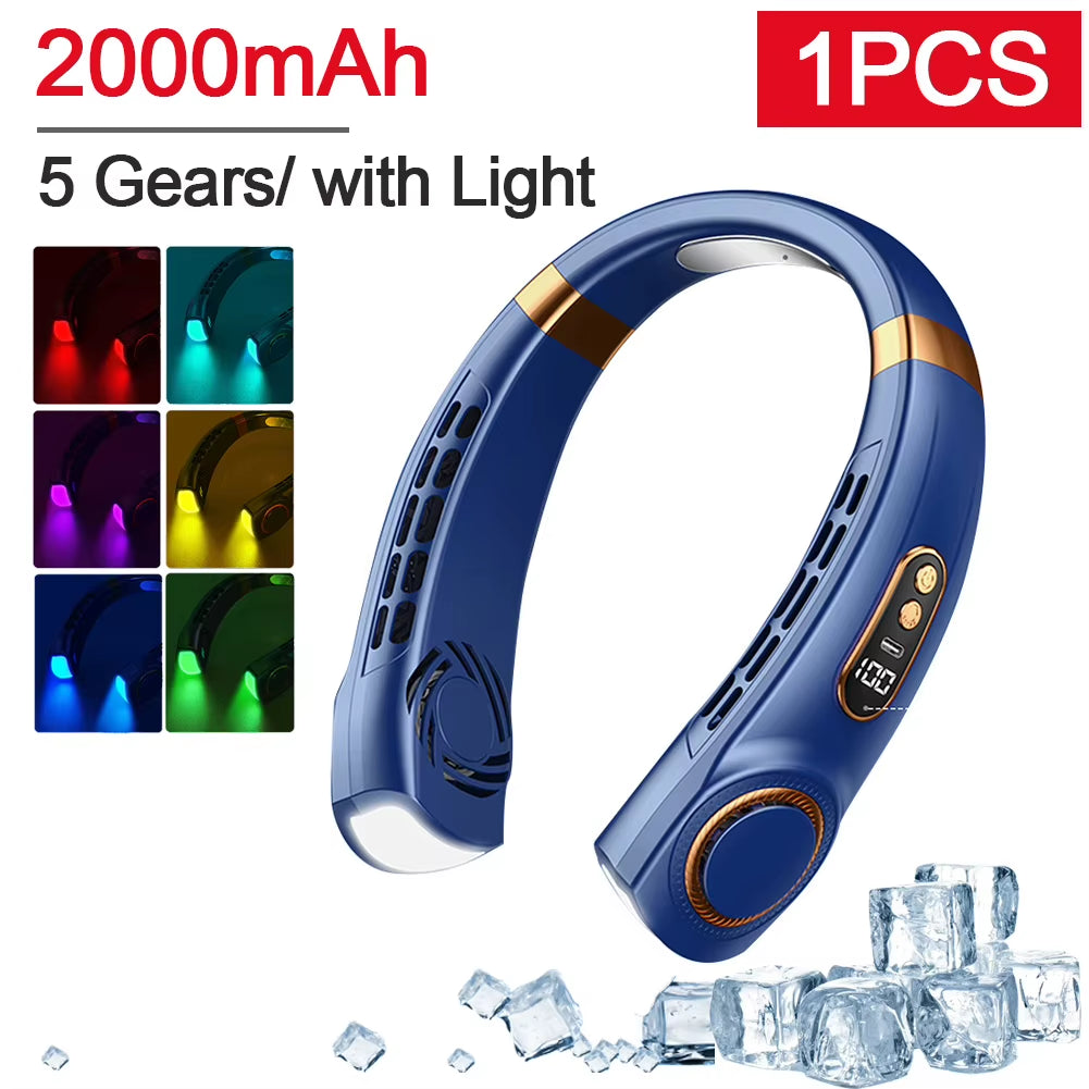 Portable Bladeless Hanging Neck Fan 360° Sports Fans USB Mute Mini Air Conditioning Cooler 3 Speed Neckband Fan Air Cooling Fans