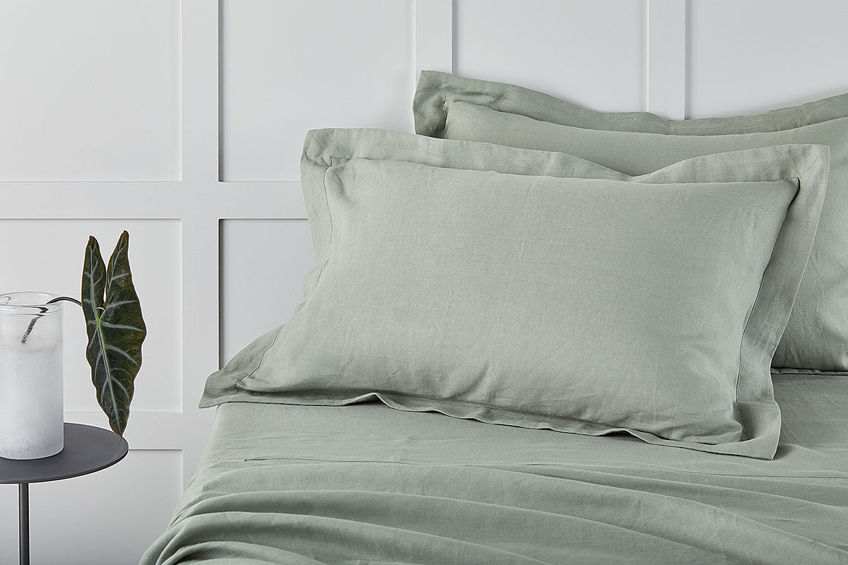 Abbotson Belgian Linen Tailored Pillowcase Pair Pistachio