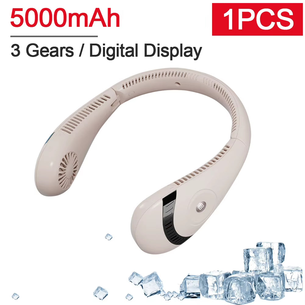 Portable Bladeless Hanging Neck Fan 360° Sports Fans USB Mute Mini Air Conditioning Cooler 3 Speed Neckband Fan Air Cooling Fans