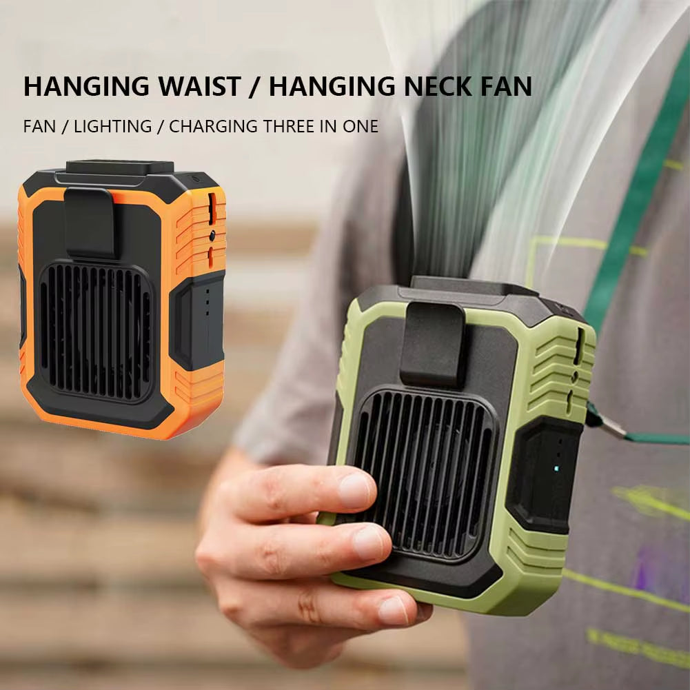 Wearable Personal Fan Portable Mini Waist Fan 4000Mah 3 Speed USB Rechargeable Waist Clip Fan Emergency Mobile Power for Outdoor