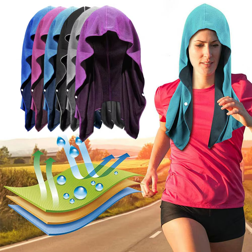 Cooling Towel Quick-Drying Cooling Hoodie Towels Sweat Absorption Sun Protection for Sports Outdoor Activities Summer Heat