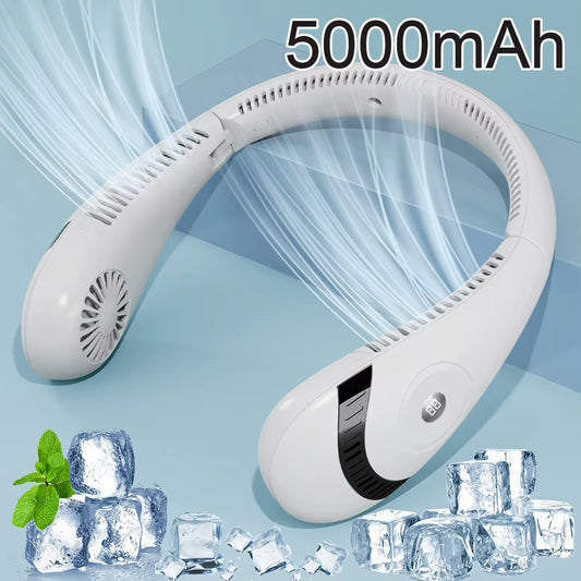Portable Bladeless Hanging Neck Fan 360° Sports Fans USB Mute Mini Air Conditioning Cooler 3 Speed Neckband Fan Air Cooling Fans
