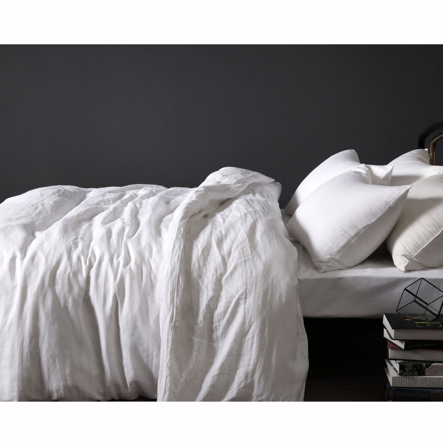 White French Linen Quilt Cover Set - White