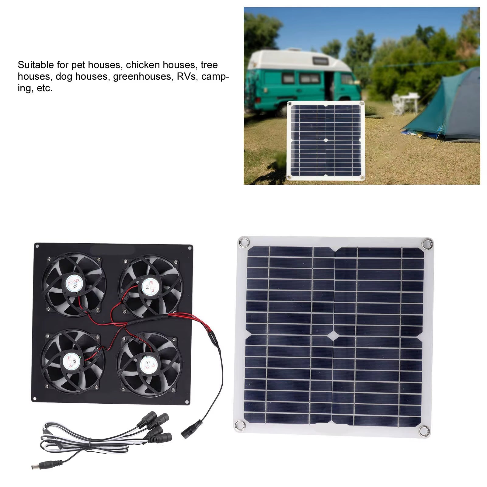 Solar Panel Powered Fan 100W 20V Compact Portable Environmental Friendly Easy Installation Ventilator Green Energy for RV