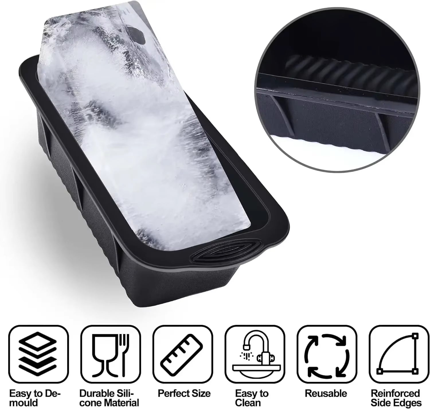 Oversized Silicone Ice Cube Mold - 1/3/5PCS Efficient Freezing for Ice Baths & Large Ice Blocks 