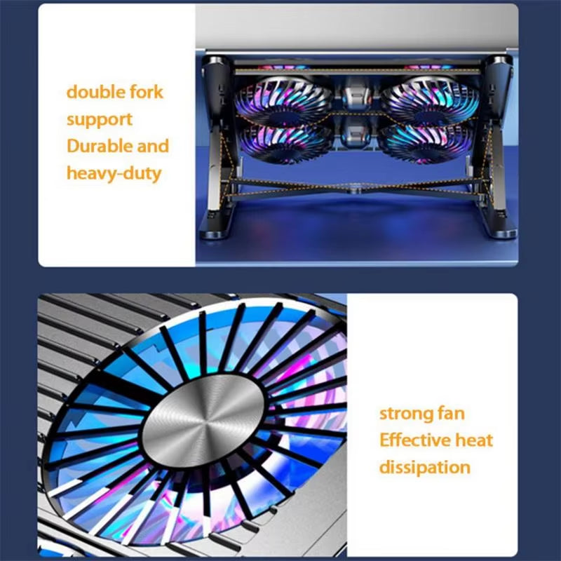 Laptop Desktop Stand Dual Cooling Fans Laptop Cooling Pad Foldable Support Rack Computer Components Laptop Table Folding Holder