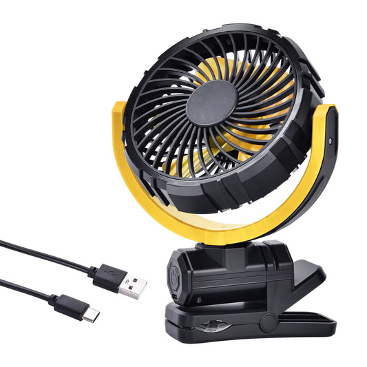 Car Cooling Clamp Fan 2000Mah USB Rechargeable Fan Burshless Cooler 900° Rotatable Portable Cooling Tool Car Electronic