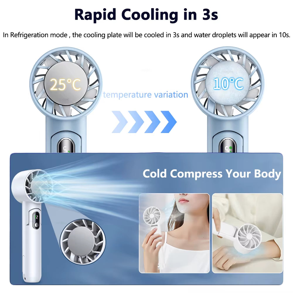 Portable Handheld Turbo Fan Folding Mini Portable Hand Fan USB Rechargeable 4000Mah Battery Electric Cooling Fan Mini Fan Cooler