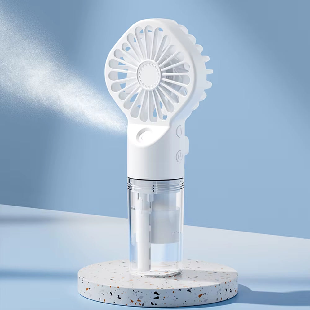 Portable Humidifier Fan Handheld Mist Fan Portable USB Mini Handheld Fan with Water Humidifier Rechargeable Mini USB Hand Fans